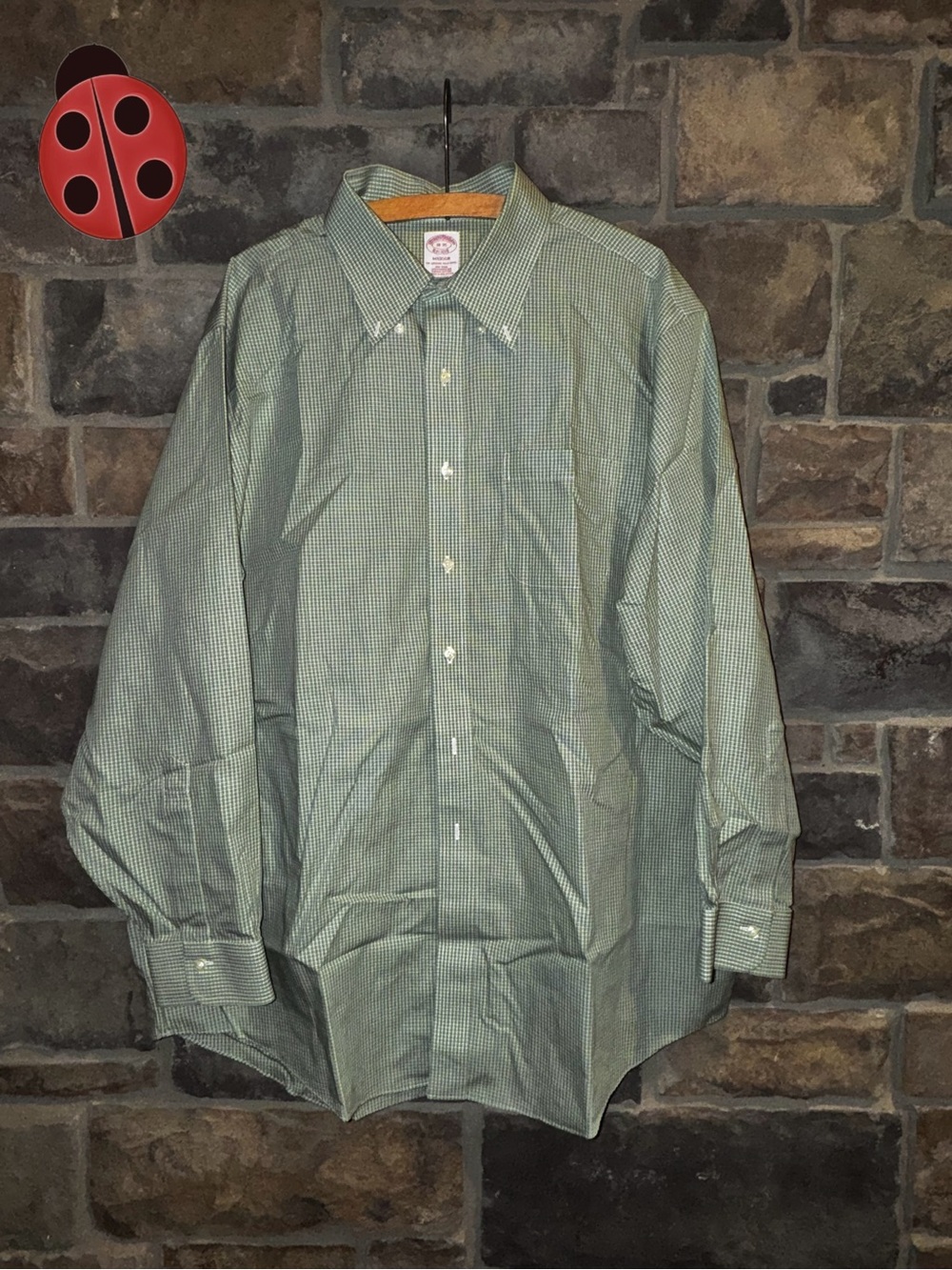 Brooks Brothers Madison Green Micro-Check Button-Down Dress Shirt -18/35